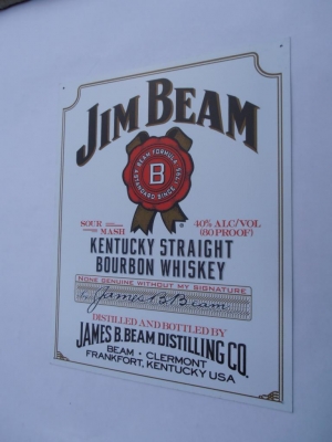 Jim Beam Bourbon Advertising Tin Sign